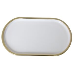 metalowa taca owalna biała
