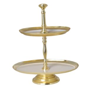 patera dwupoziomowa owalna złota z beżowym szkłem