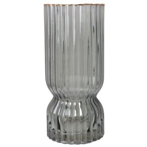 wazon szklany szary ze złotym rantem