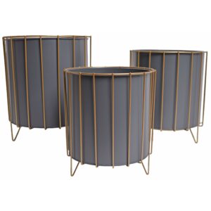 komplet szarych kwietników złote nogi