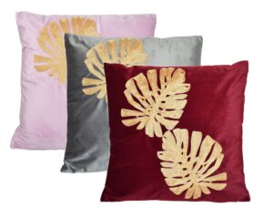 poduszka bordowa z liścmi