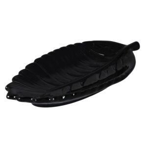 talerz lisc ceramiczny czarny