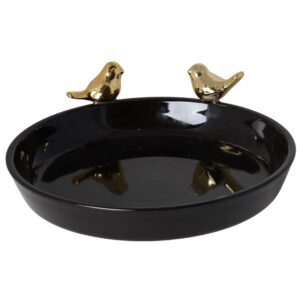 talerzyk ceramiczny czarny z ptaszkami