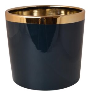 donica ceramiczna czarna ze złotym rantem ewilla