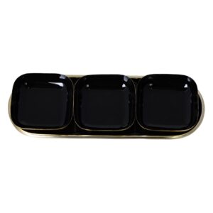 taca czarno złota metalowa z pojemnikami