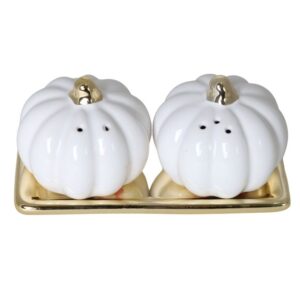 Zestaw solniczka/pieprzniczka w kształcie dyni biało-złote