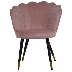 fotel muszla rozowy welur czarne nogi