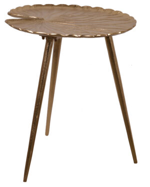 stolik metalowy liść złoty