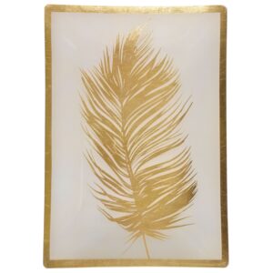 talerz zloty z lisciem