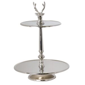 patera metalowa srebrna z reniferem