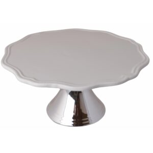 patera ceramiczna biało srebrna