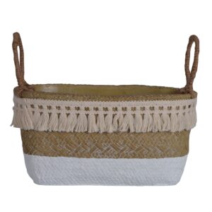 donica ceramiczna podluzna w stylu boho biała