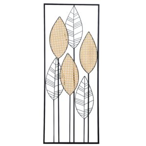 dekoracja scienna metalowa liscie w ramie
