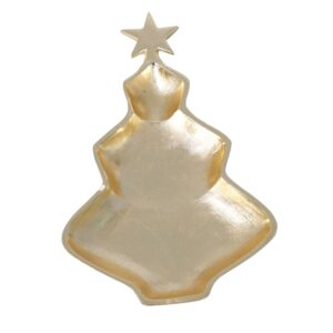 półmisek metalowy w kształcie choinki złoty