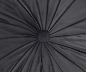 szara poduszka welurowa okrągła z marszczeniem i centralnym guzikiem dekoracyjnym 40x40 cm – ewilla