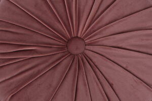 okrągła poduszka welurowa marszczona z guzikiem różowa