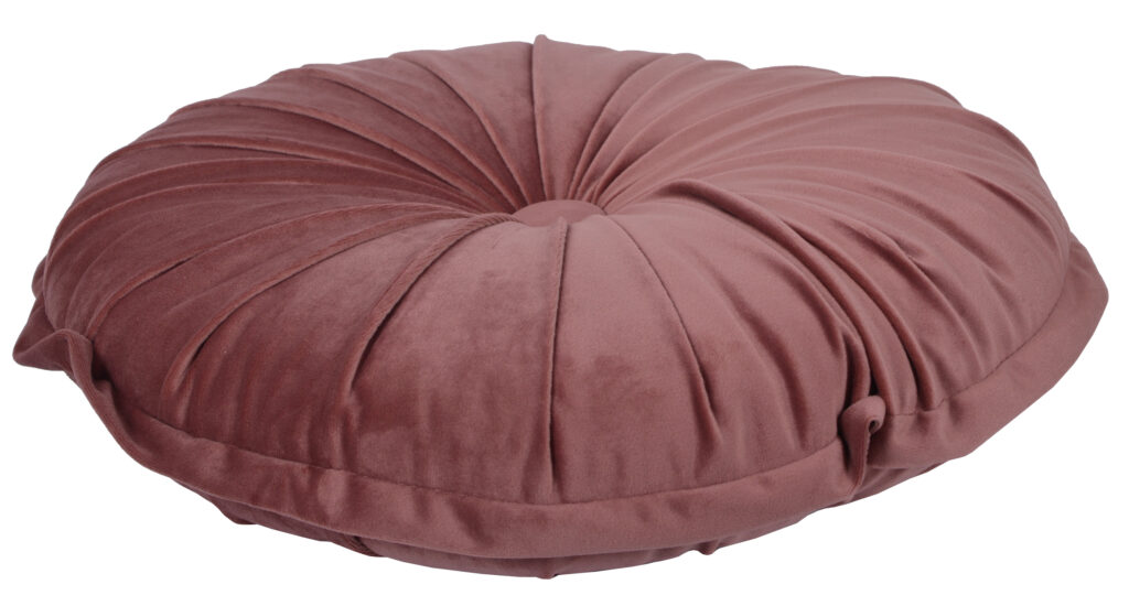 okrągła poduszka dekoracyjna welur różowy na sofę 40x40