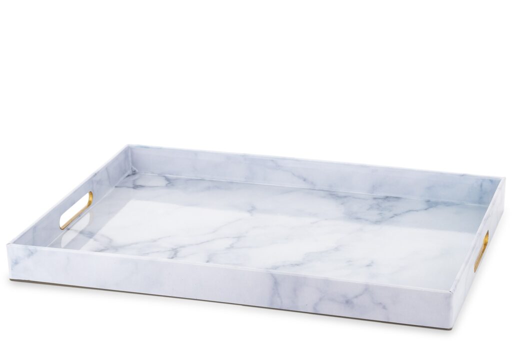 taca biała wzór marmurowy