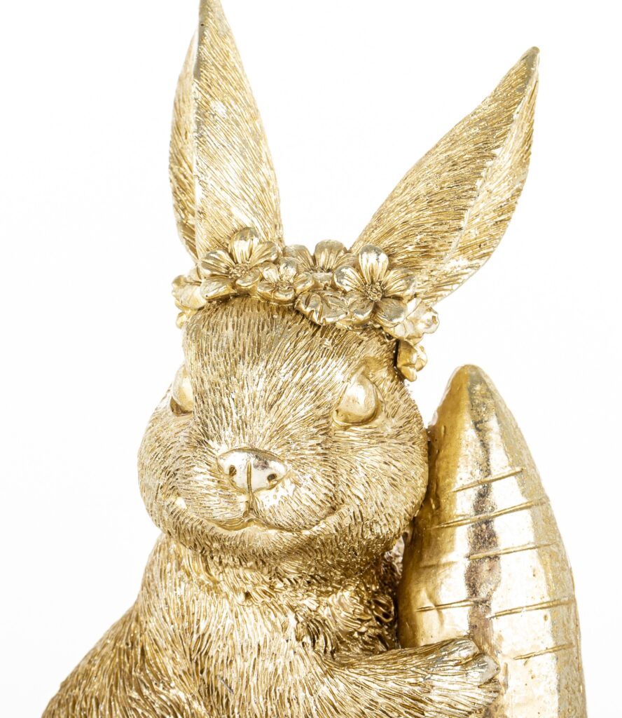 Połyskująca figurka królik złoty dekoracyjny