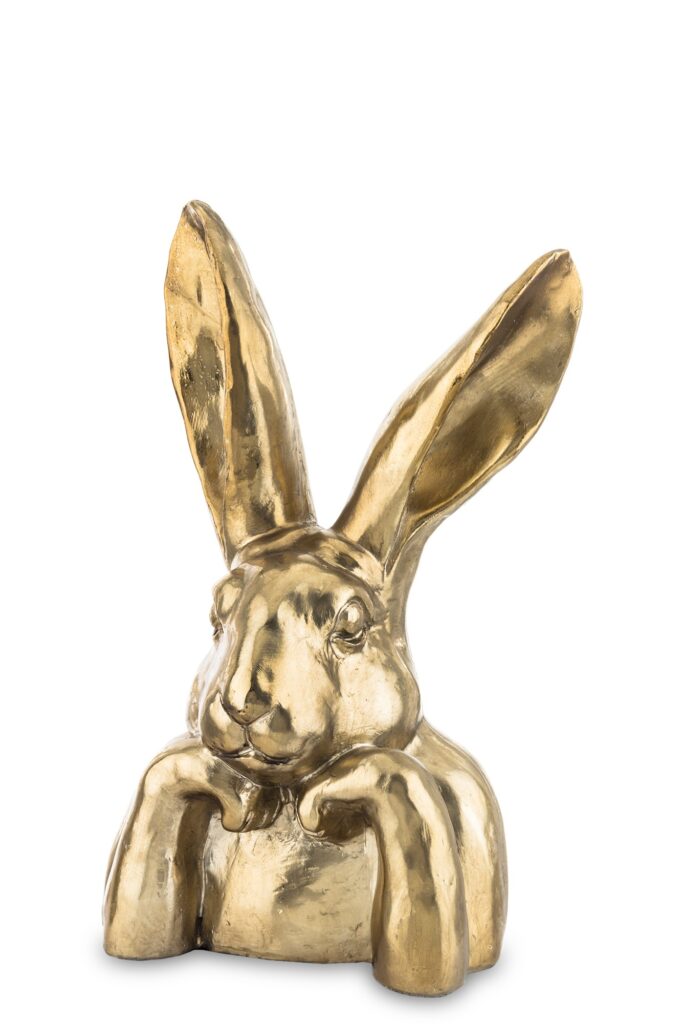 Figurka królik złoty TRUSISER 36,5 cm dekoracja wielkanocna glamour