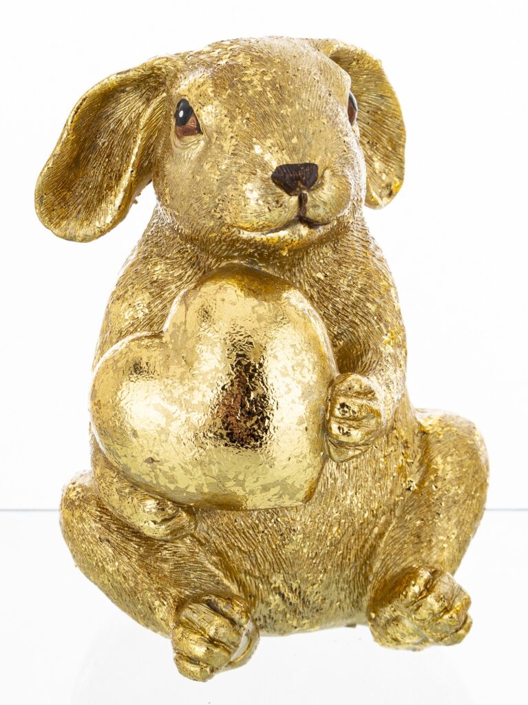 figurka krolik zloty z sercem