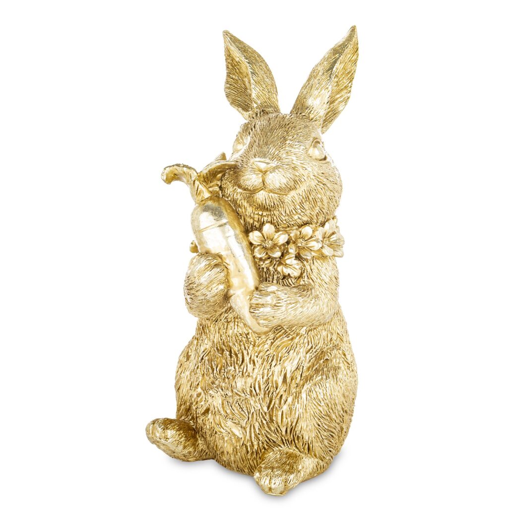 Figurka królik złoty z marchewką RABITA dekoracja wielkanocna