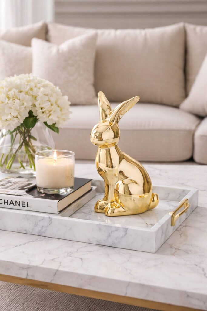 królik dekoracyjny złoty we wnętrzu