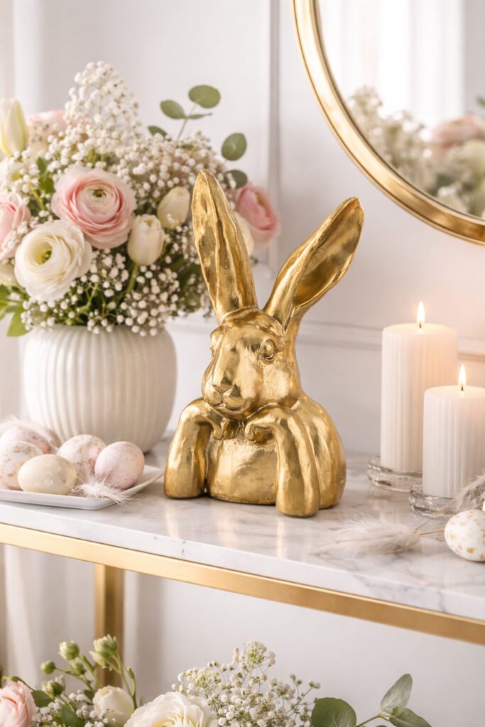 Złoty królik dekoracyjny TRUSISER aranżacja glamour