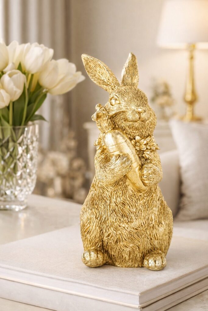 złoty królik dekoracyjny LUMPITO aranżacja wielkanocna