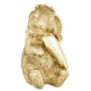 Figurka królik złoty z marchewką dekoracyjna 16,5 cm Ewilla