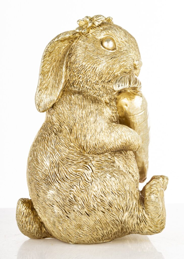 Złota figurka królik dekoracja wielkanocna