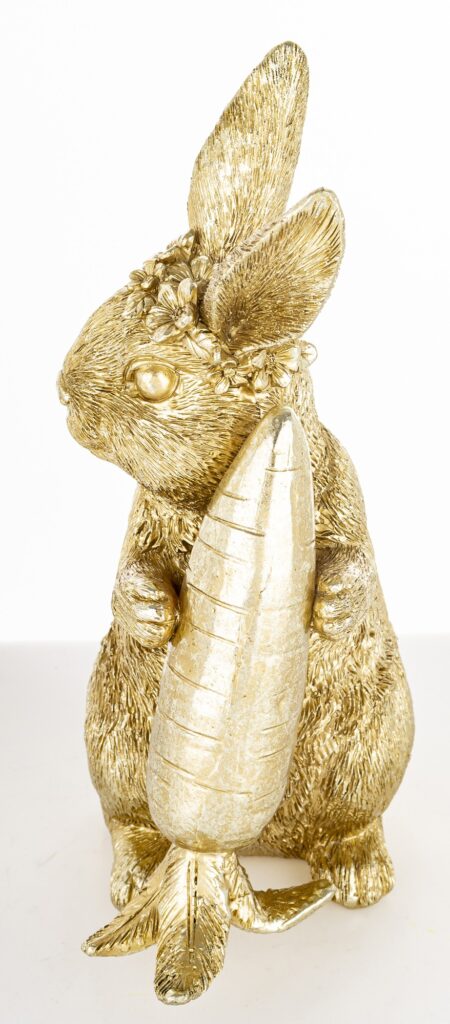 Figurka królik złoty z marchewką Rabbot dekoracyjna