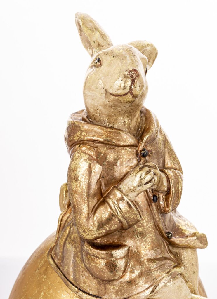 figurka królik JAJO detal złoty